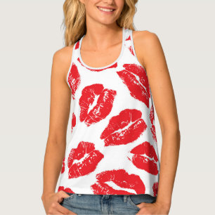 Imprint Kiss Red Lips: Vintage Seamless Tank Top