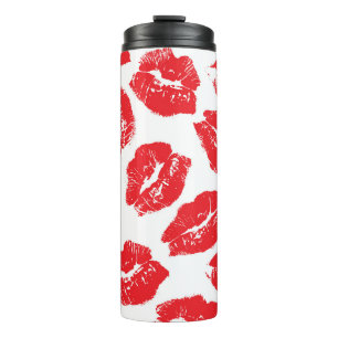 Imprint Kiss Red Lips: Vintage Seamless Thermal Tumbler