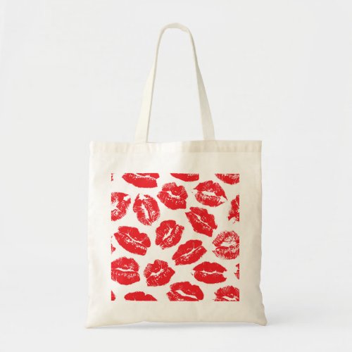 Imprint Kiss Red Lips Vintage Seamless Tote Bag