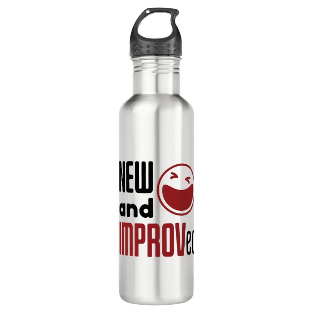 Improv Comedy Improvisation Comedian New IMPROVed Stainless Steel Water Bottle (Front)