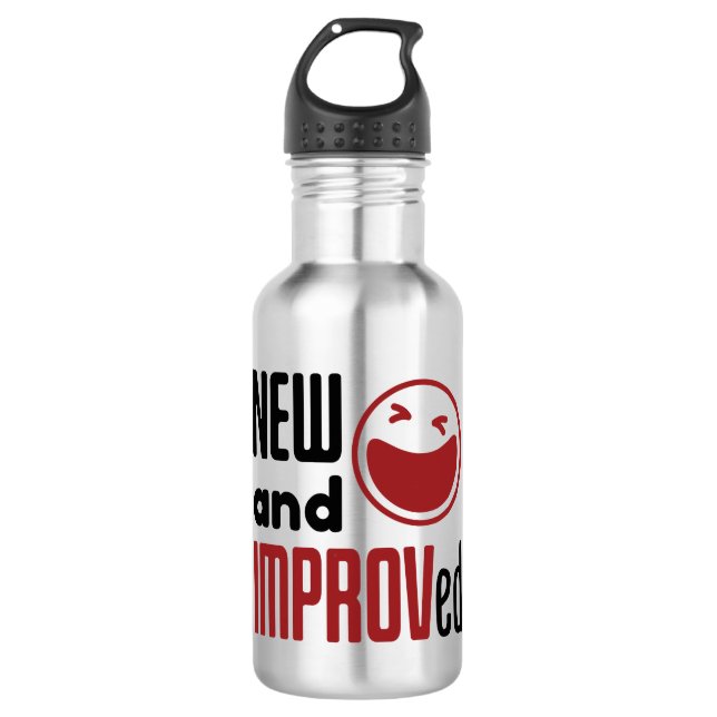 Improv Comedy Improvisation Comedian New IMPROVed Stainless Steel Water Bottle (Front)