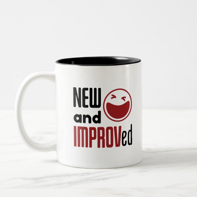 Improv Comedy Improvisation Comedian New IMPROVed Two-Tone Coffee Mug (Left)