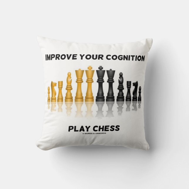Improve Your Cognition Play Chess Advice Chess Set Throw Pillow (Front)