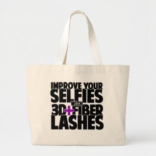 Improve your selfies with 3d + Fiber Lashes Large Tote Bag