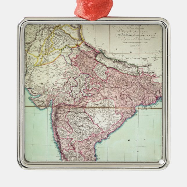 Improved Map of India published in London 1820 Metal Ornament (Front)