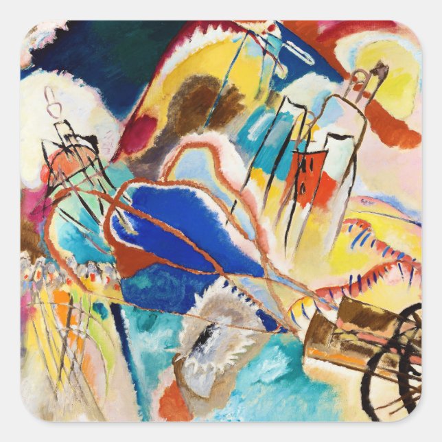 Improvisation 30 (Cannons) by Wassily Kandinsky Square Sticker (Front)