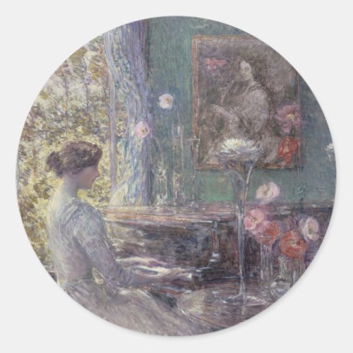 Improvisation by Frederick Childe Hassam Classic Round Sticker