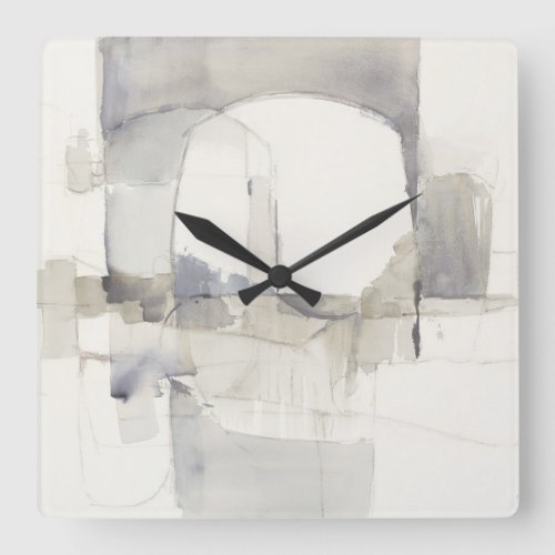 Improvisation I Gray Abstract Print Square Wall Clock