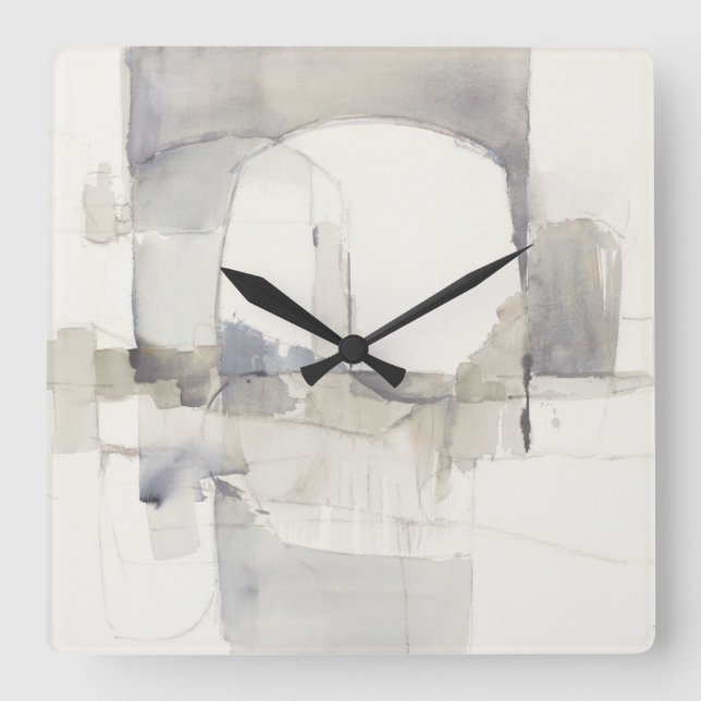 Improvisation I Gray Abstract Print Square Wall Clock (Front)