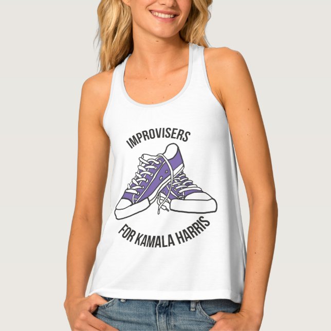 "Improvisers for Kamala Harris" tank top (Front)