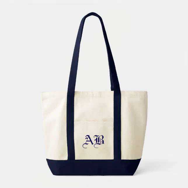 Impulse natural/navy Tote Monogram Template | Zazzle