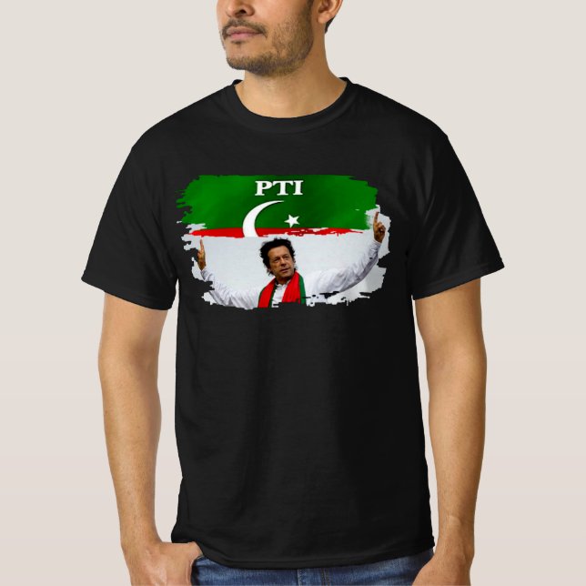 Imran Khan - Pakistan PTI Party Flag T-Shirt (Front)
