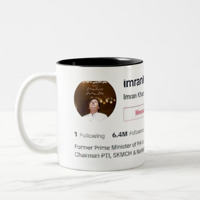 imran khan tiktok Two-Tone coffee mug (Left)