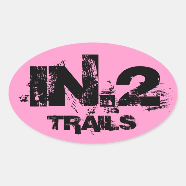 IN.2 Trail Running Oval Decal Black On Pink Oval Sticker (Front)