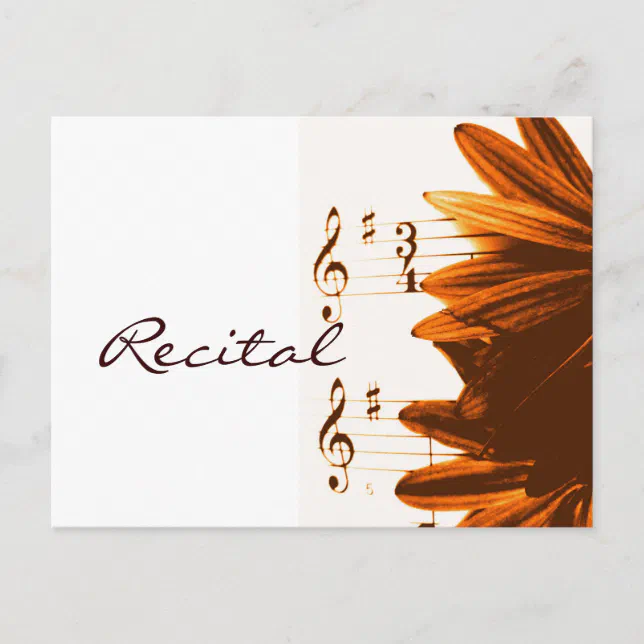 In 3/4 Time Music Recital Invitation Postcards Zazzle