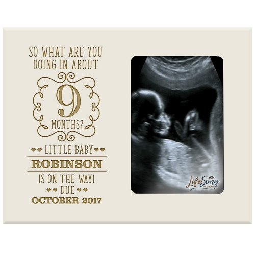 In 9 Months Baby Sonogram Ivory Wooden Photo Frame