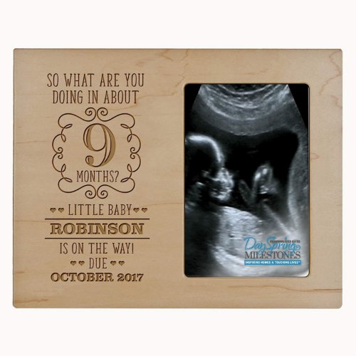 In 9 Months Baby Sonogram Maple Wooden Photo Frame