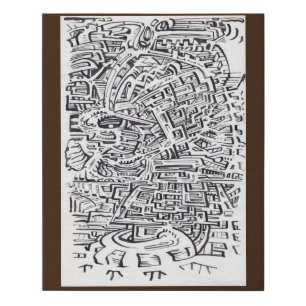 In a Between-place, india ink drawing  Faux Canvas Print