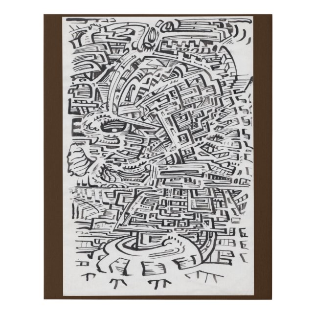 In a Between-place, india ink drawing  Faux Canvas Print (Front)