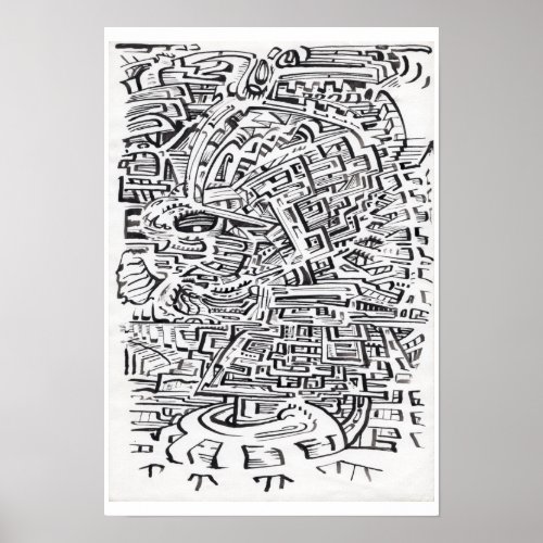 In a Between_place india ink drawing Poster