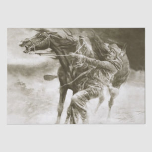“In a Blizzard” Western Art by Frank Feller Tissue Paper