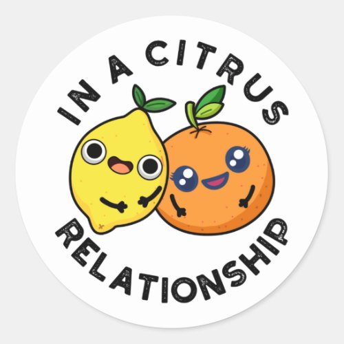 In A Citrus Relationship Funny Fruit Pun  Classic Round Sticker