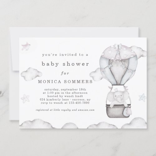 In a Cloud Gray Baby Shower Invitation