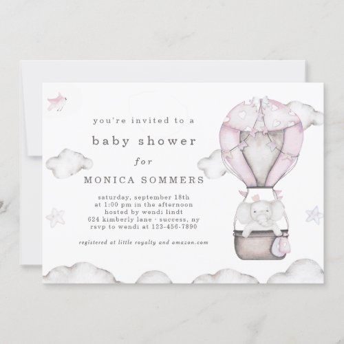 In a Cloud Pink Baby Shower Invitation