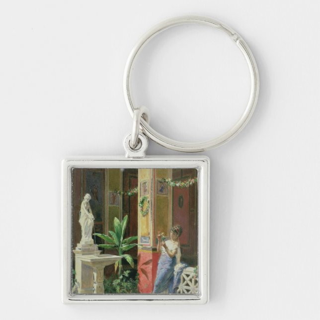 In a Courtyard in Pompeii, 1878 Keychain (Front)