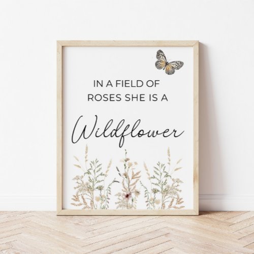 In a field of roses Boho Wildflower Girl Nursery  Poster
