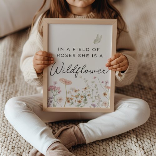 In a Field of Roses Wildflower Nursery Art Floral  Poster
