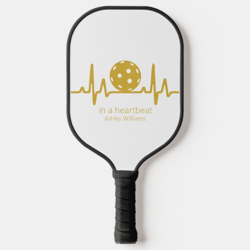 In A Heartbeat White Gold Monogram Name Modern  Pickleball Paddle