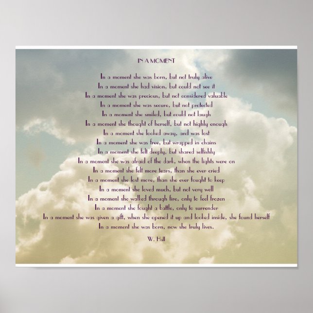 "IN A MOMENT" INSPIRATIONAL POEM POSTER (Front)