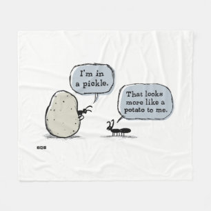 In A Pickle Funny Ants Cartoon Humorous Fleece Blanket