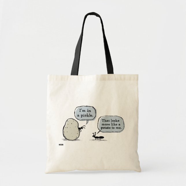In A Pickle | Funny Cartoon | Humorous Tote Bag (Front)