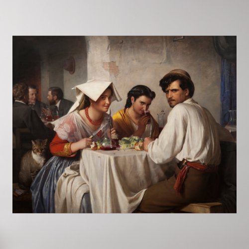 In a Roman Osteria _ 1886 Carl Heinrich Bloch Ca Poster