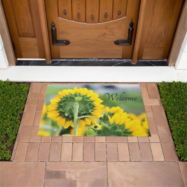 In a Sunflower Field Welcome Mat (Outdoor)