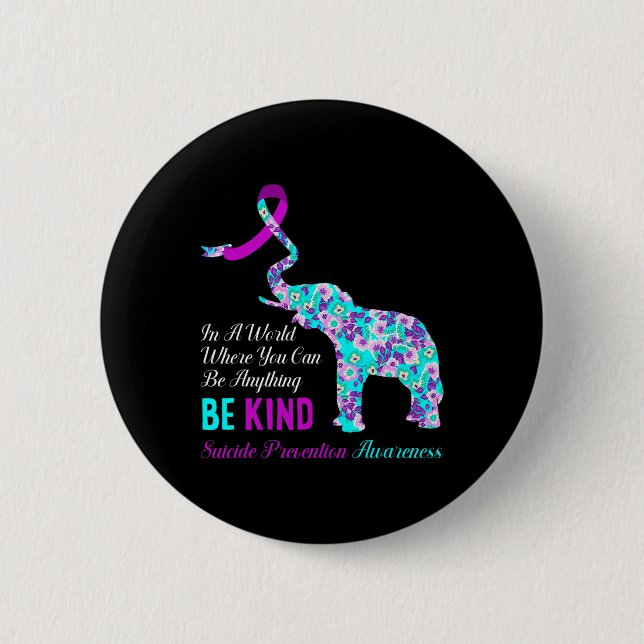 In A World Be Kind Support Suicide Prevention Awar Button (Front)