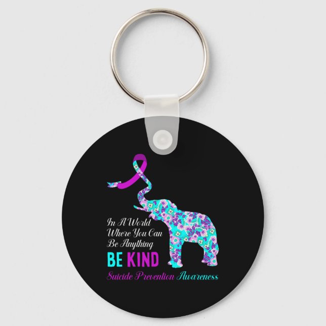 In A World Be Kind Support Suicide Prevention Awar Keychain (Front)