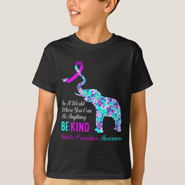 In A World Be Kind Suprt Suicide Prevention Awaren T-Shirt (Front)