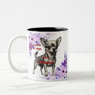 In a world full of dogs be a Chihuahua Two-Tone Coffee Mug