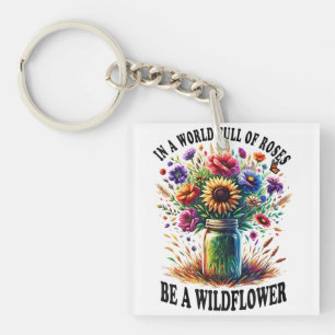 In A World Full Of Roses Be A Wildflower Keychain