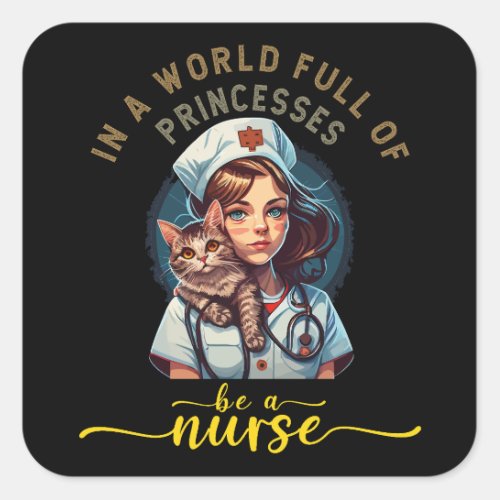 In a world of princesses be a Nurse  Square Sticker