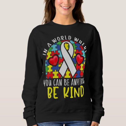 In A World Where You Can Be Anything Be Kind Autis Sweatshirt