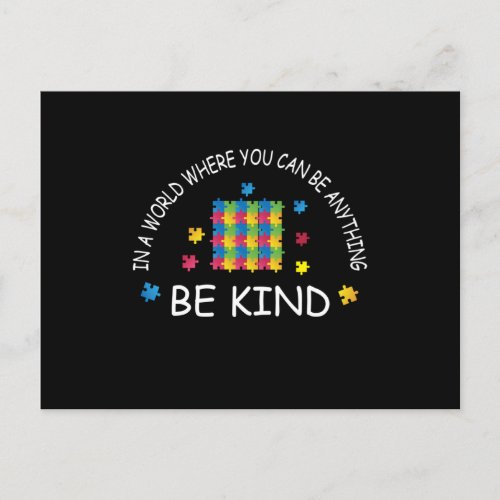 In A World Where You Can Be Anything Be Kind Invitation Postcard