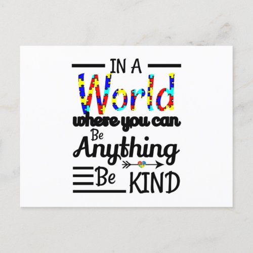 In A World Where You Can Be Anything Be Kind Invitation Postcard
