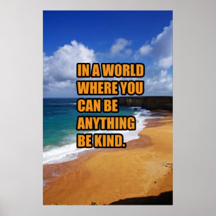 In a world where you can be anything be kind poster
