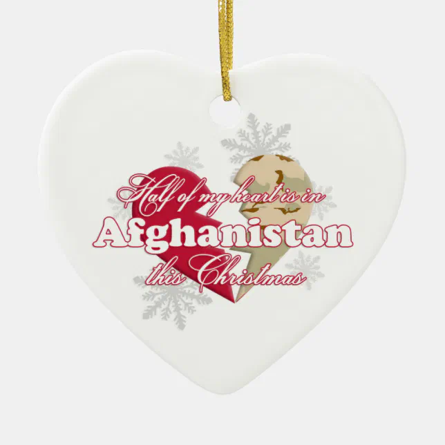 In Afghanistan this Christmas Heart Ornament (Front)