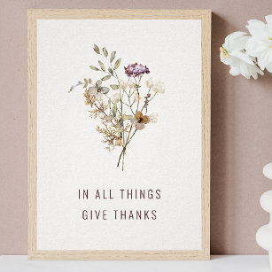 In All Things Give Thanks Autumn Wildflower Print