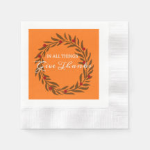 In All Things Give Thanks Brown Wreath Orange Back